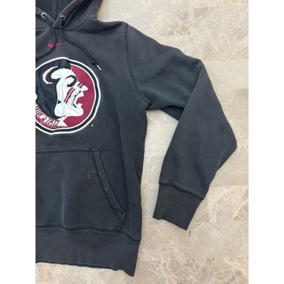 Nike FSU Seminoles Logo Hoodie Sweatshirt Small Black Center Swoosh NCAA - Picture 3 of 12